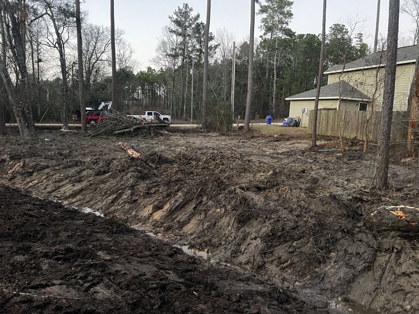 Drainage excavation beside residential property